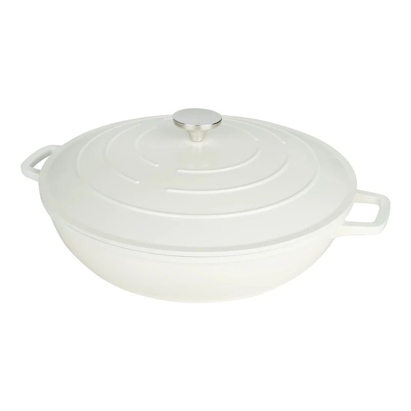 Commichef XR-L32CR 32cm Cast Aluminium Shallow Casserole Dish, Suitable for Oven and All Types of Hob, Perfect for Stews and Casseroles, Cream