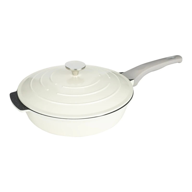 Commichef All in One Pan, Cream, Cast Aluminium, With Lid, Non-Stick, Suitable for Frying, Grilling, Sautéing and More, 28cm, XP-ALL28CR