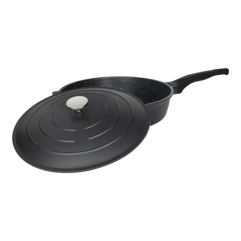 Commichef All in One Pan, Black, Cast Aluminium, with Lid, Non-Stick, Suitable for Frying, Grilling, Sautéing and More, 32cm, XP-ALL32BK
