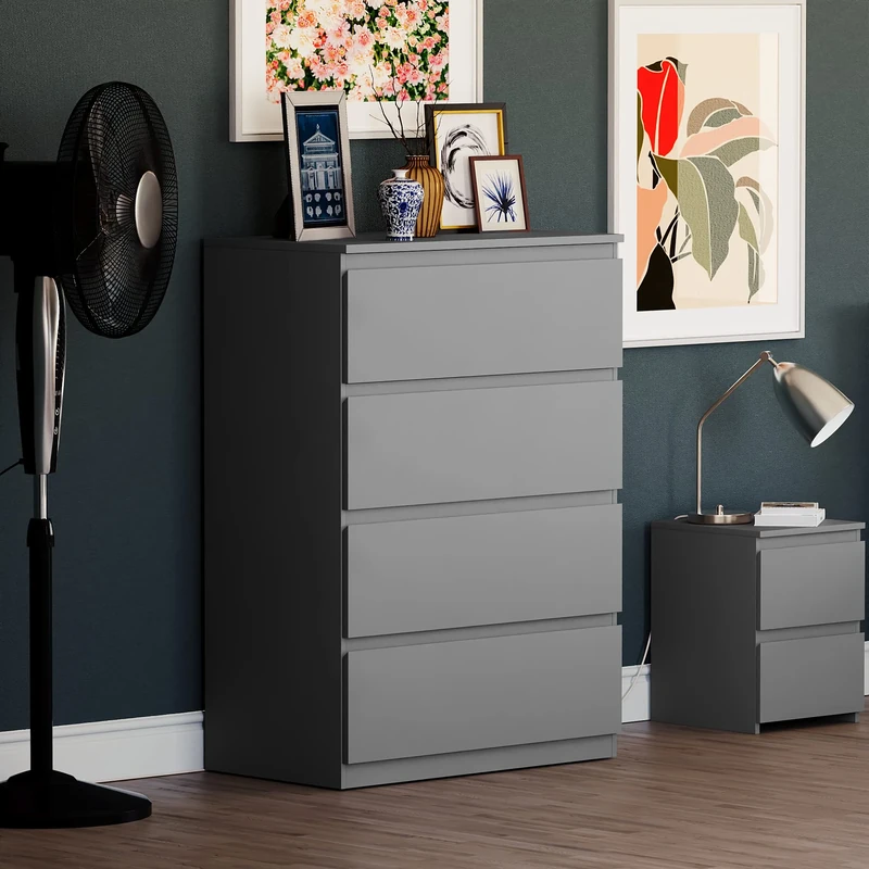 Vida Designs Denver 4 Drawer Chest of Drawers Grey – Modern Wooden Storage Unit