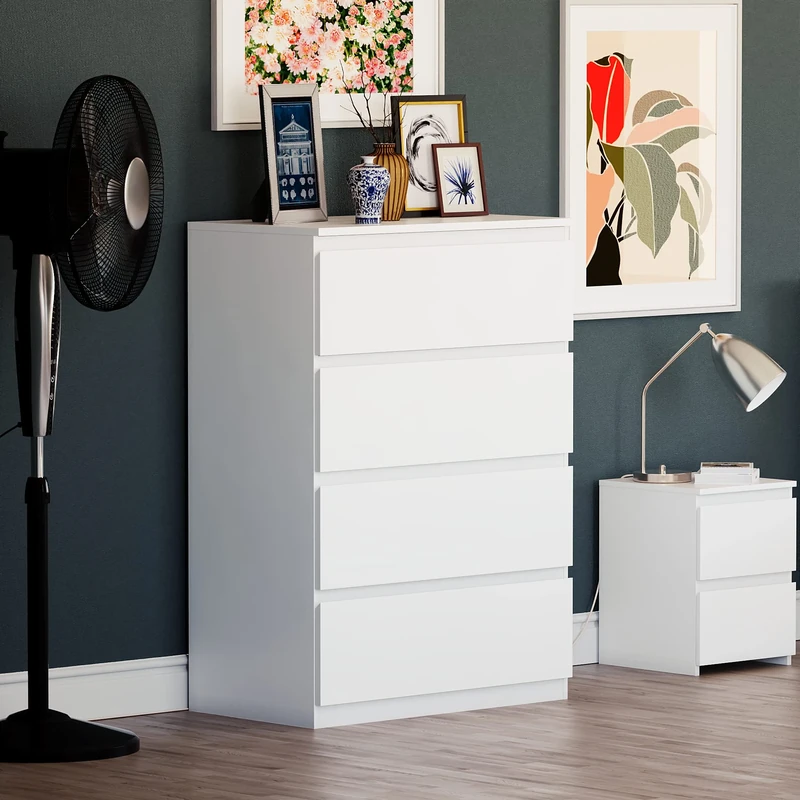 Vida Designs Denver 4 Drawer Chest of Drawers White – Modern Wooden Storage Unit