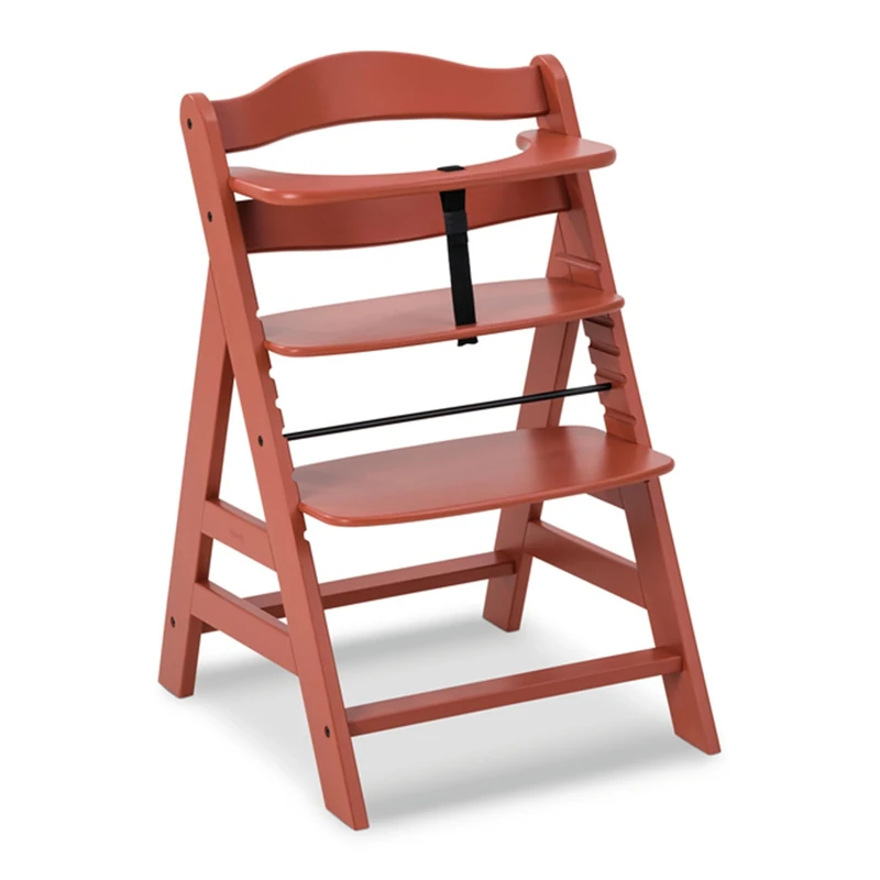 hauck Alpha+, Cork - Wooden High Chair 6 Months to Adult Sustainable FSC Certified Beechwood Toddler Feeding and Entertainment Chair, Inclusive 5-Point Harness Bumper Bar Crotch Strap