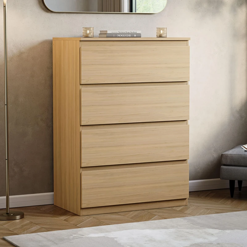 Vida Designs Denver 4 Drawer Chest of Drawers Pine – Modern Wooden Storage Unit