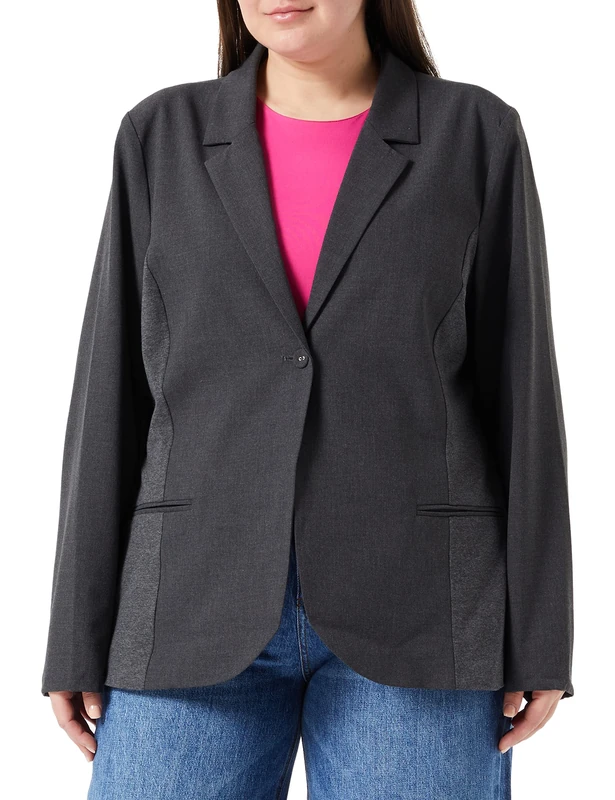 Kaffe Curve Women's Kcjia Blazer, Dark Grey Melange, 48 Grande Taille