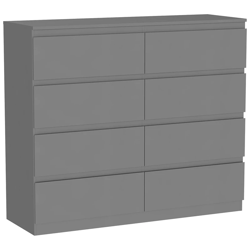 Vida Designs Denver 8 Drawer Chest of Drawers Grey – Modern Wooden Storage Unit