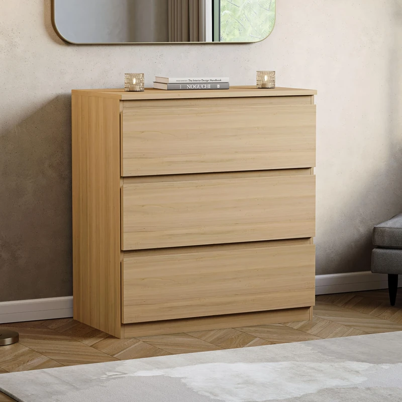 Vida Designs Denver 3 Drawer Chest of Drawers Pine – Modern Wooden Storage Unit