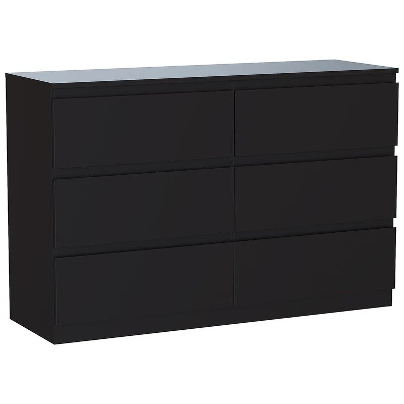 Vida Designs Denver 6 Drawer Chest of Drawers Black - Modern Wooden Storage Unit