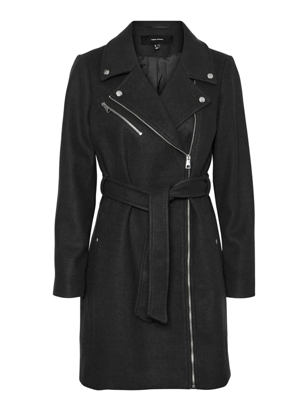 VERO MODA Women's Vmpop Biker Coat Boos Coat, black, M