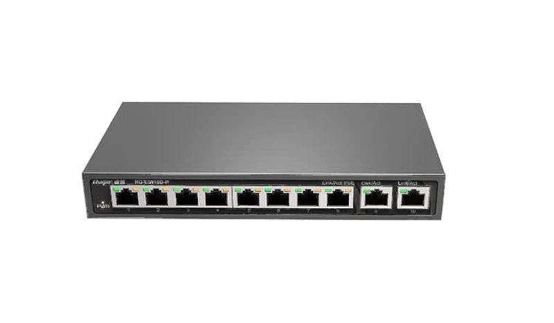 Rouijie Networks RG-ES110D-P 8-Port 100Mbps with 2 Uplink Port Unmanaged Desktop Switch - Image 1