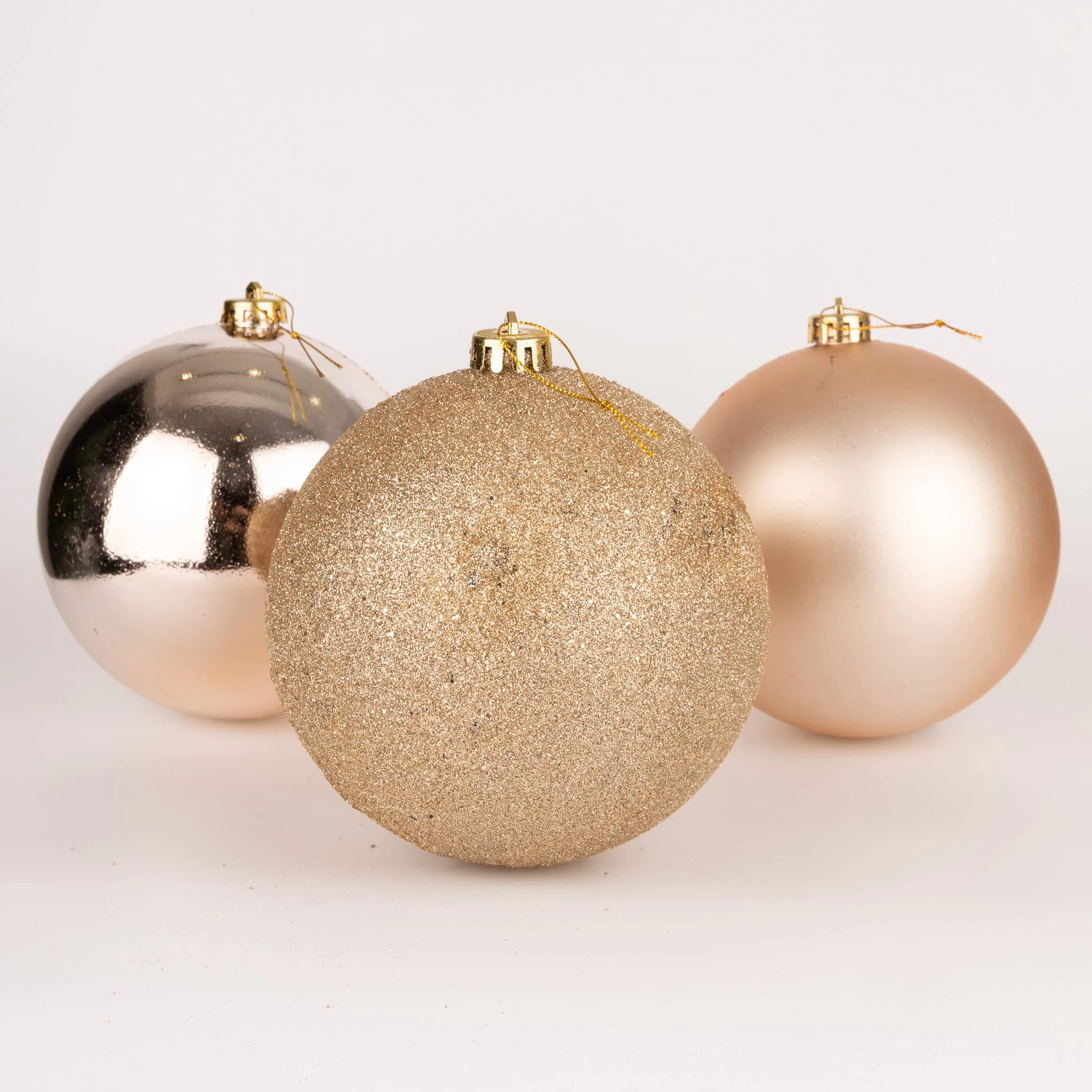 15cm/3Pcs Christmas Baubles Shatterproof Champagne Gold, Christmas Tree Decorations Ball Ornaments Balls Xmas Hanging Decorations Holiday Decor - Shiny,Matte,Glitter