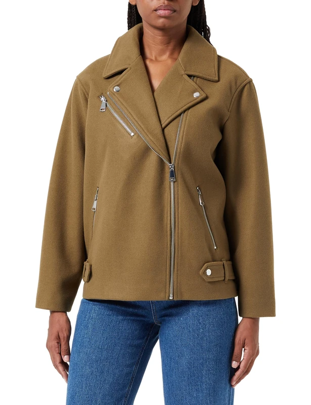 VERO MODA Women's Vmpopemmy Biker Jacket Boos CP Jacket, Capers/detail: solid, S - Image 1