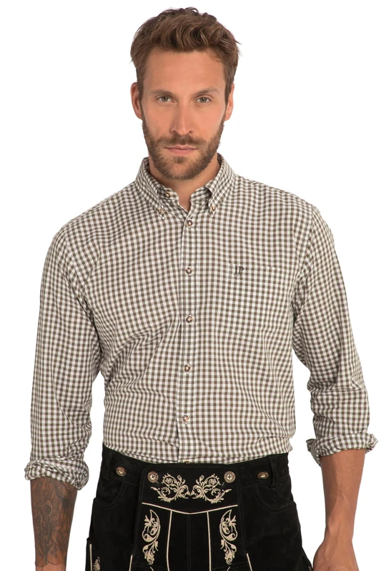 JP 1880 Men's Schnuller Shirt 1/1, Dunkel Oliv, XXXXXXXL
