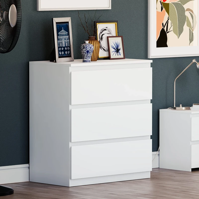 Vida Designs Denver 3 Drawer Chest of Drawers White - Modern Wooden Storage Unit