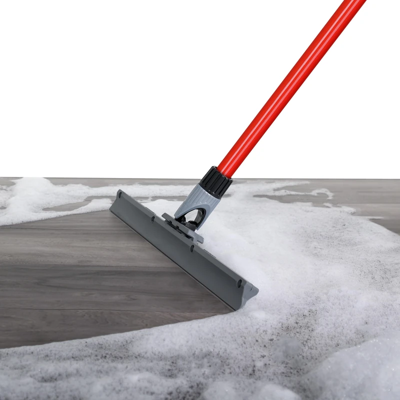 Heavy Duty Concrete Tile Floor Squeegee Silicone Squeegee Broom Floor Scrubber Large Single Rubber Lip Aluminum Long Handle 360° Swivel Garage Shower Window