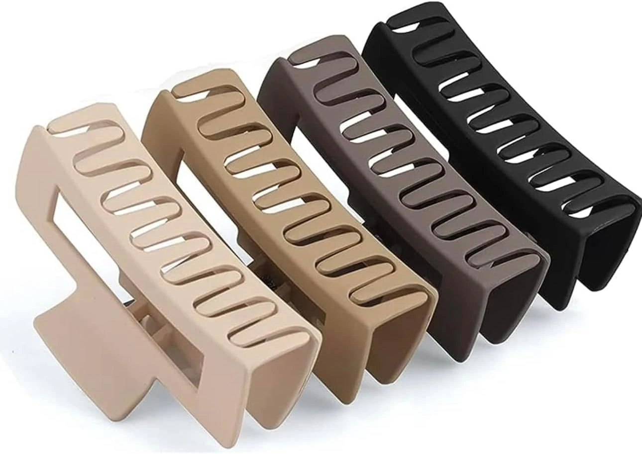 Ello Large Claw Clips - Large Claw Clip for Thick Hair - Hair Clips for Women and Girls - Non-Slip Strong Jaw Matte Claw Clips 4.3 Inch (11 cm) Rectangle - Pack of 4