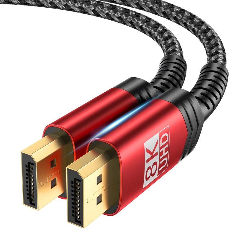 JSAUX 8K DisplayPort Cable 1.4, DP Cable 4.5M (8K@60Hz, 2K@240Hz，4K@144Hz,32.4Gbps)，Display Port to Display Port Cable (DP to DP Cable) Compatible with Laptop PC TV Gaming Monitor-Red