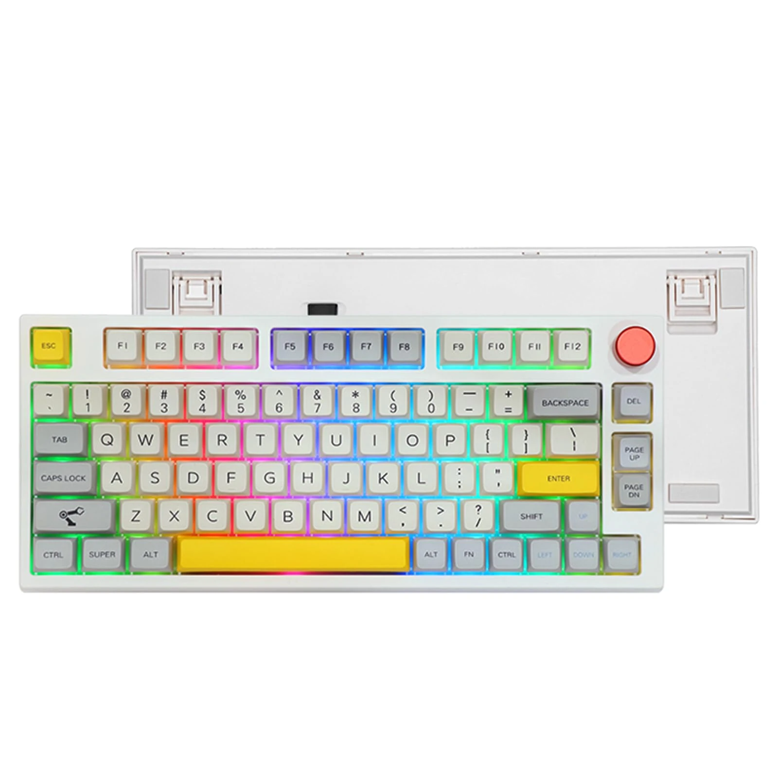 EPOMAKER Theory TH80 Pro 75% Hot Swap RGB 2.4Ghz/Bluetooth 5.0/Wired Mechanical Keyboard with MDA Keycaps, 4000mah Capacity Battery, Knob Control for WIN/Mac/PS4/PS5/Xbox (Budgerigar Switch)