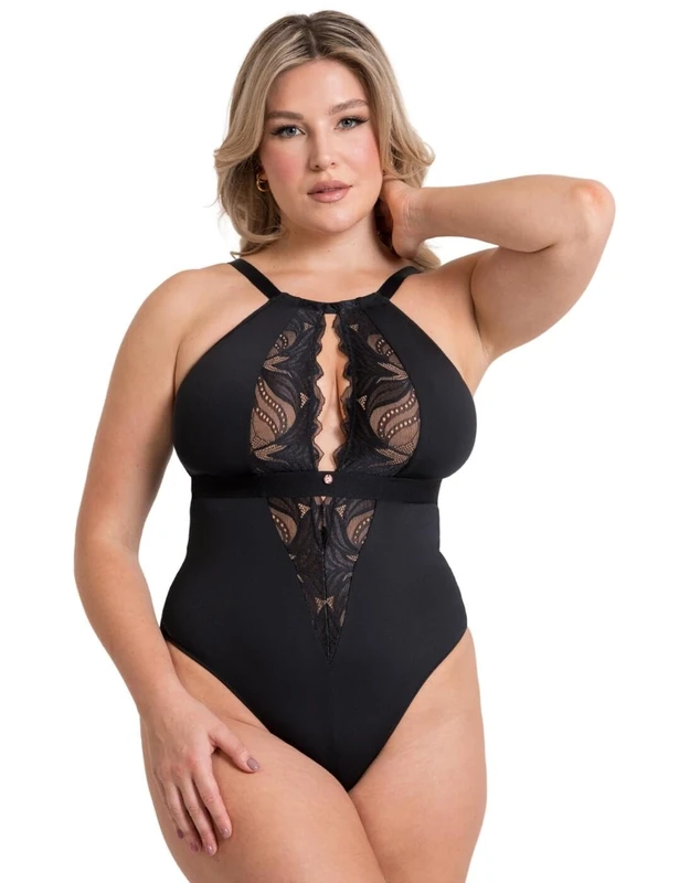 Scantilly Indulgence Stretch Lace Body Black/Latte 2XL