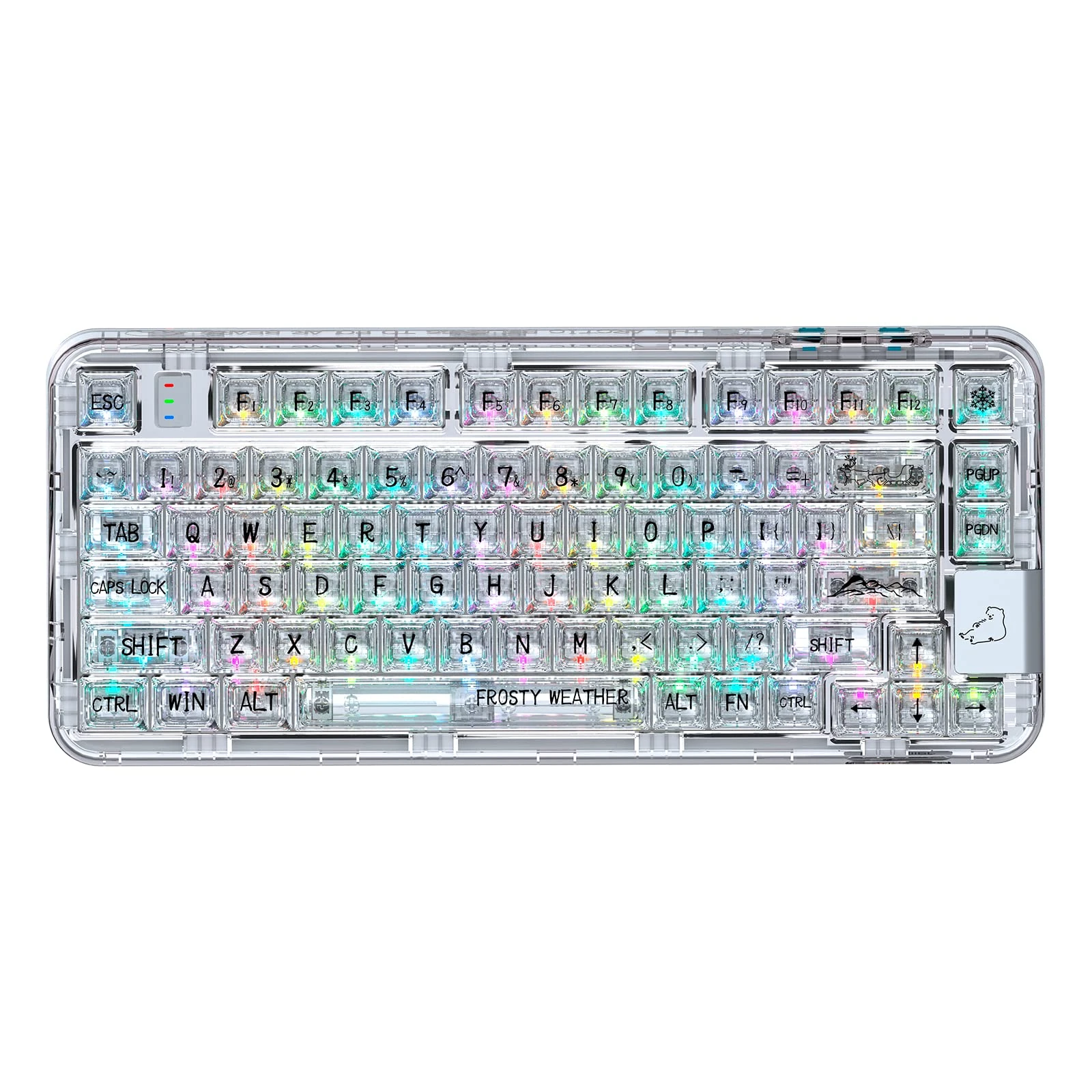 YUNZII Coolkiller CK75 Wireless Hot Swappable Mechanical Keyboard, Transparent Gasket Mounted RGB Bluetooth/2.4Ghz/Type-C Wired Gaming Keyboard with KSA Profile PBT Keycaps(Ice Blade Switch,White)