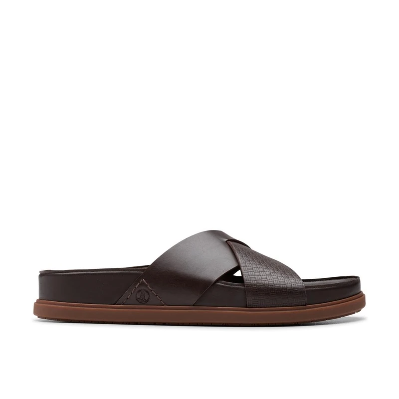 Clarks Mens Torford Cross Slide Sandal - Brown Leather - 8 UK
