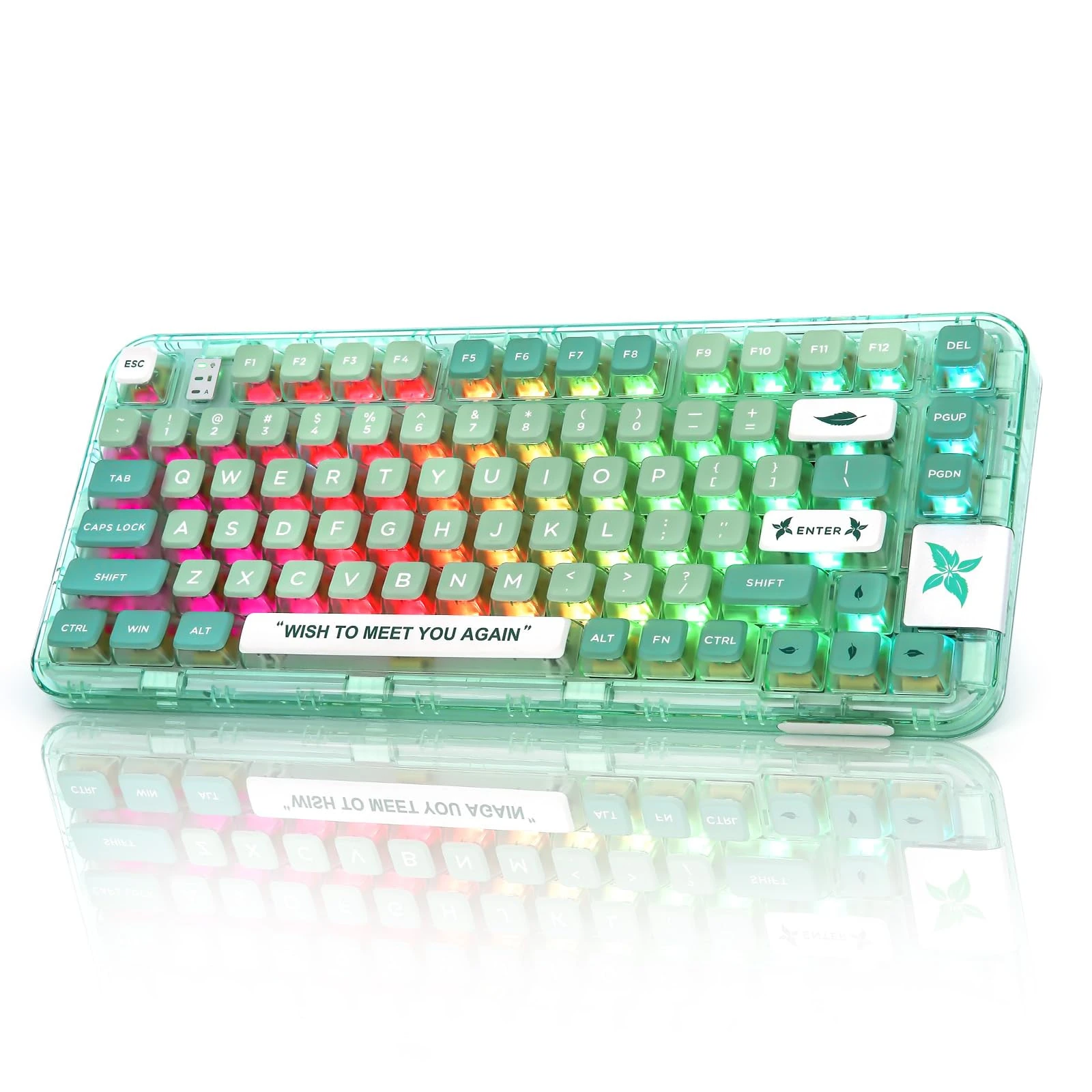 YUNZII CK75 Gaming Keyboard, Wireless Hot Swappable Mechanical Keyboard for Gaming, Home, Transparent Gasket Mounted Keyboard for Windows, Mac(Meow Switch,Mint Green)