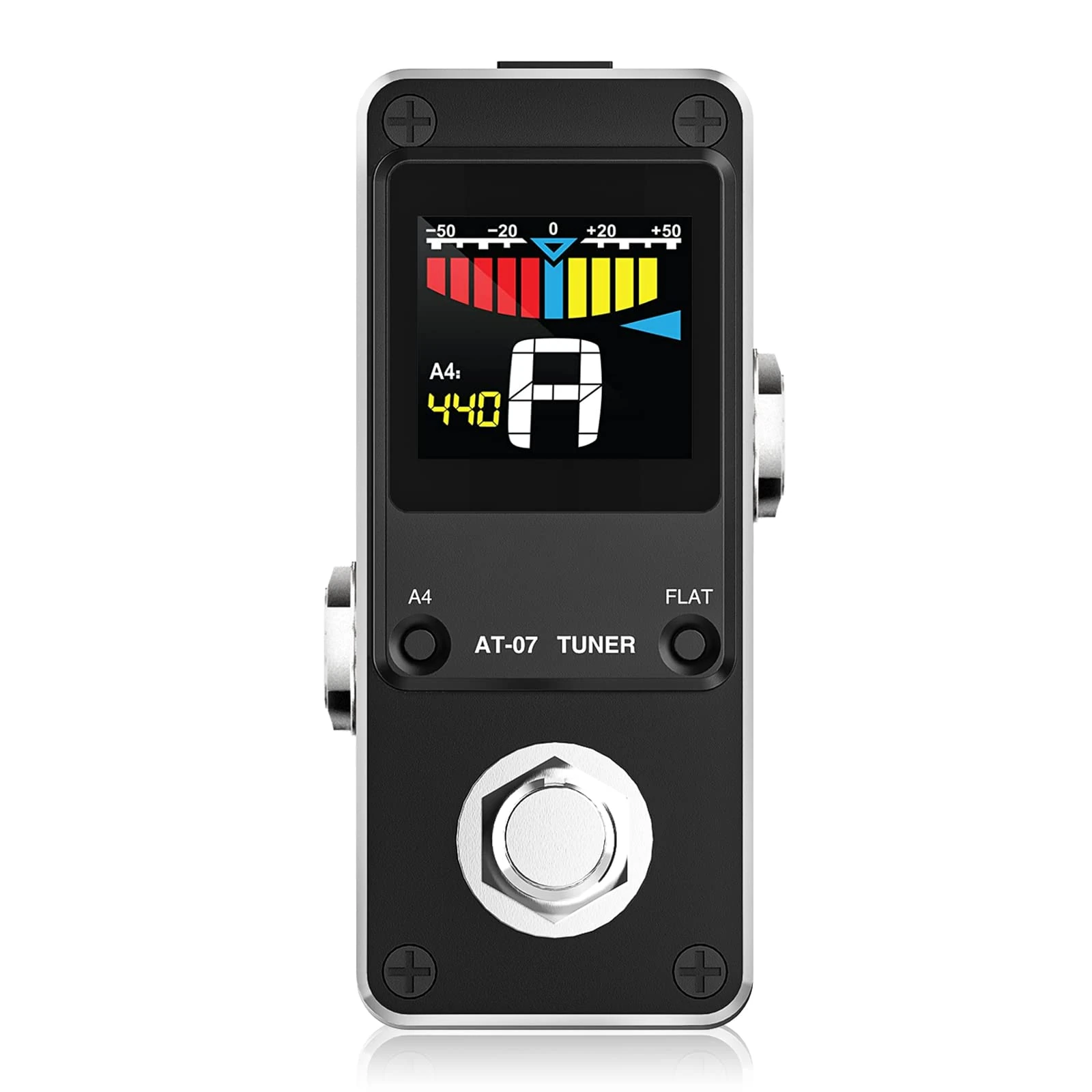 LEKATO AT-07 Chromatic Tuner Pedal for Guitar and Bass - Mini Chromatic Instrument Tuner Pedal with LCD Display - Pitch Calibration and Flat Tuning (Without power supply adapter)
