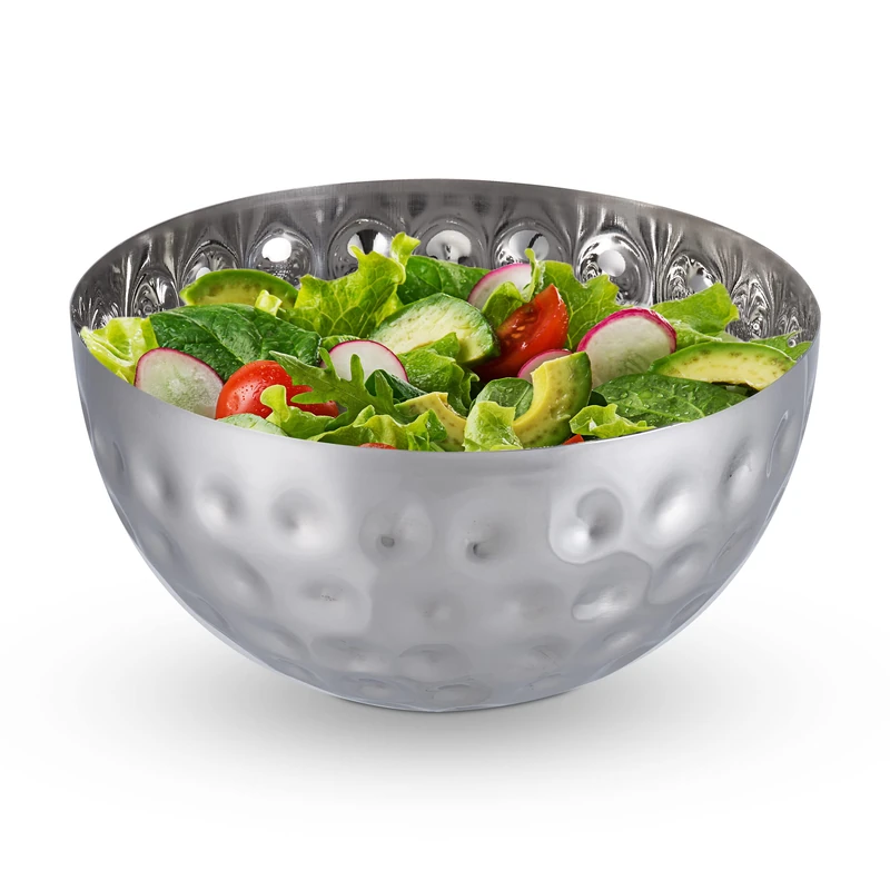 Relaxdays Serving Bowl, Silver, 25 cm