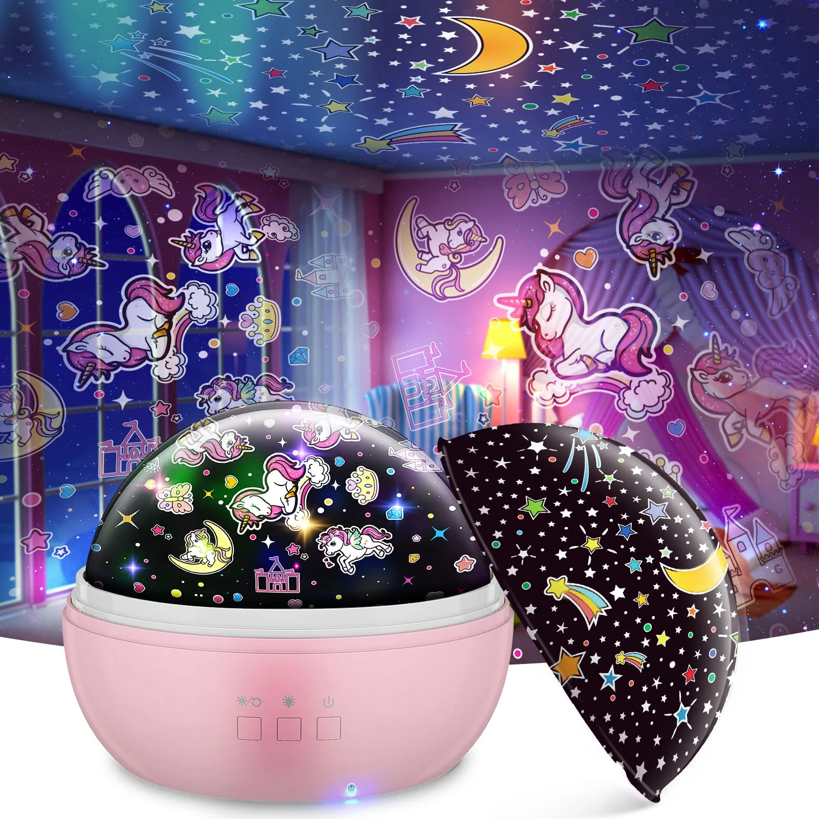 EUCOCO Unicorn Gifts for Girls Toys 1-12 Year Old Girl Gifts for 1 2 3 4 5 Years Old Girls Birthday Presents Unicorn Night Light Kids Projector Sensory Lights for Autism Baby Sensory Toys