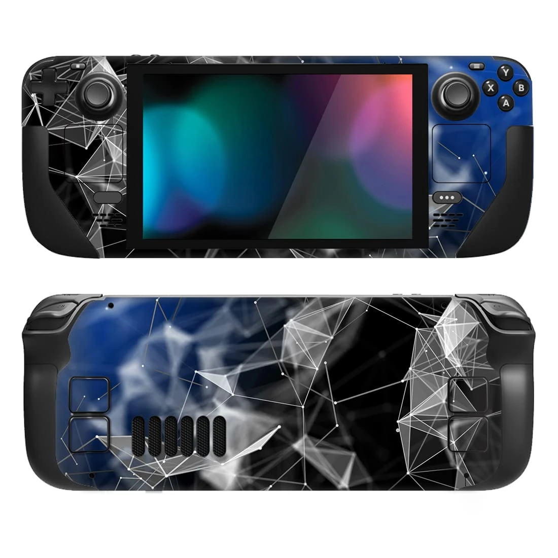 playvital Full Set Protective Skin Decal for Steam Deck LCD, Custom Stickers Vinyl Cover for Steam Deck OLED - 3D Polygon