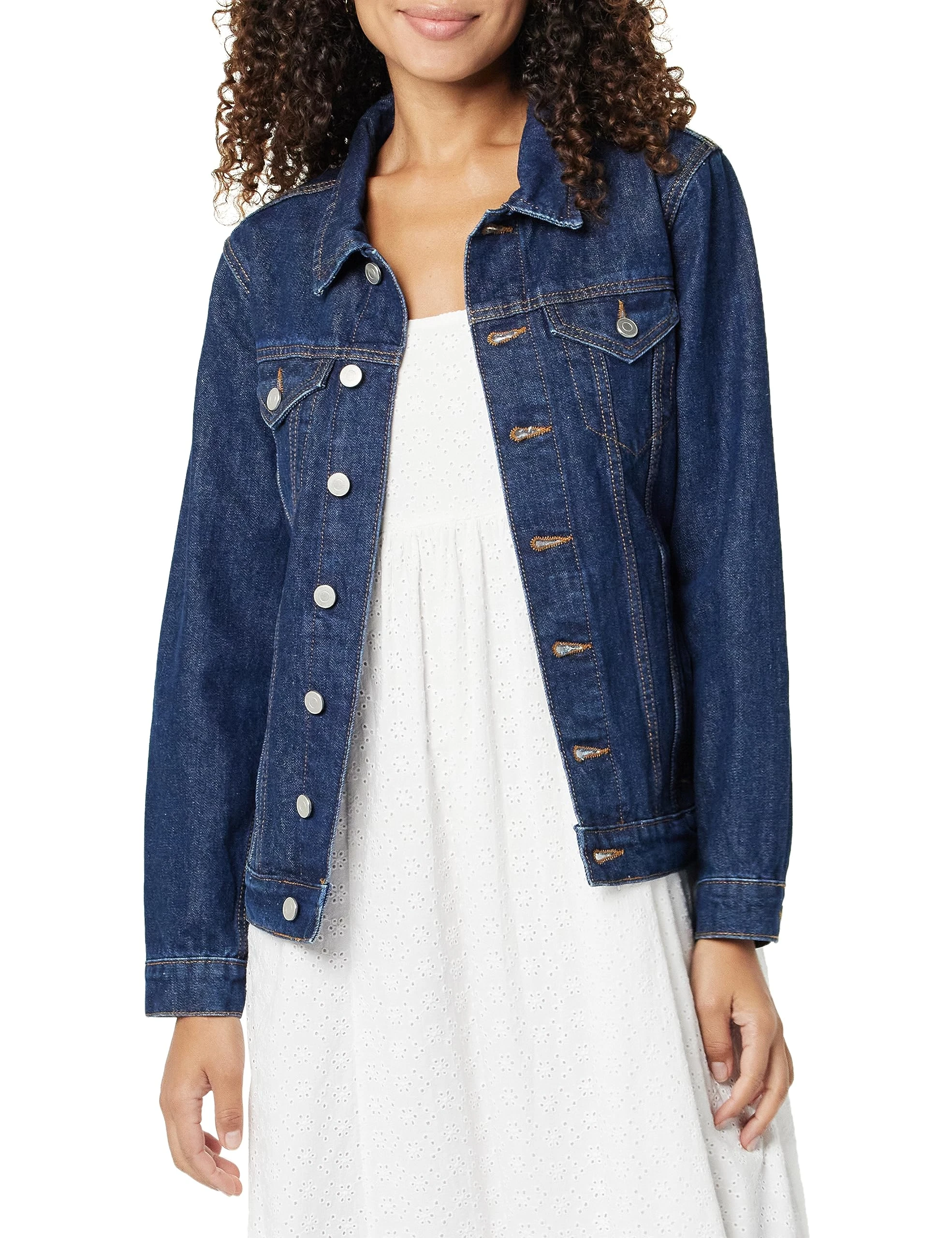 The Drop Women's Zain Elongated Denim Jacket, Dark Indigo, S