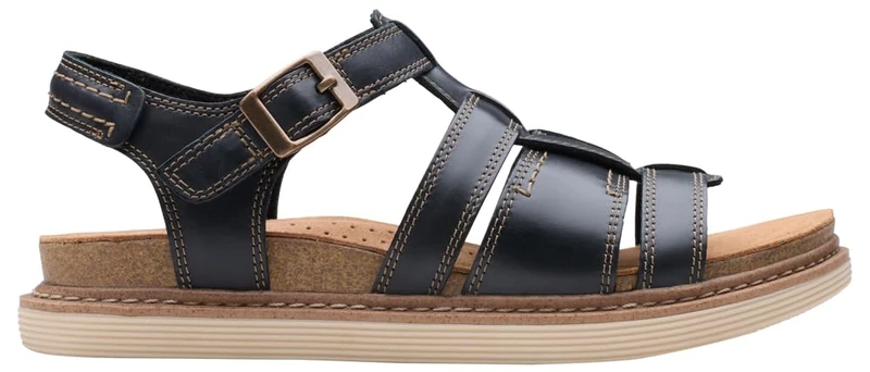 Clarks Women's Arwell Sun Sandal, Black Leather, 3.5 UK