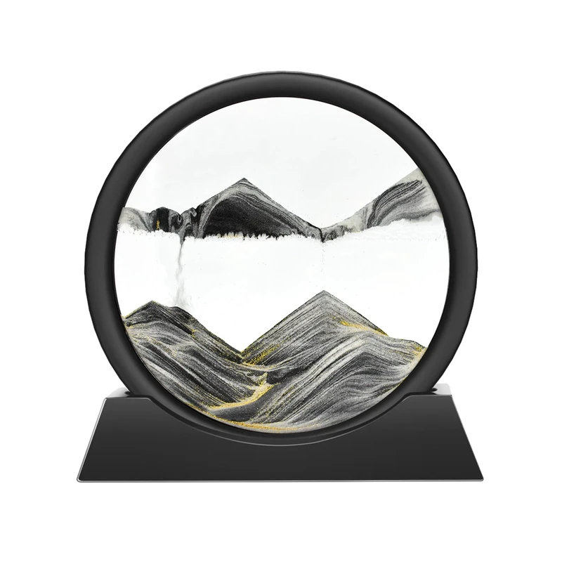 Wai Danie 3D Moving Sand Art Hourglass - Deep Sea Display, Black 7"