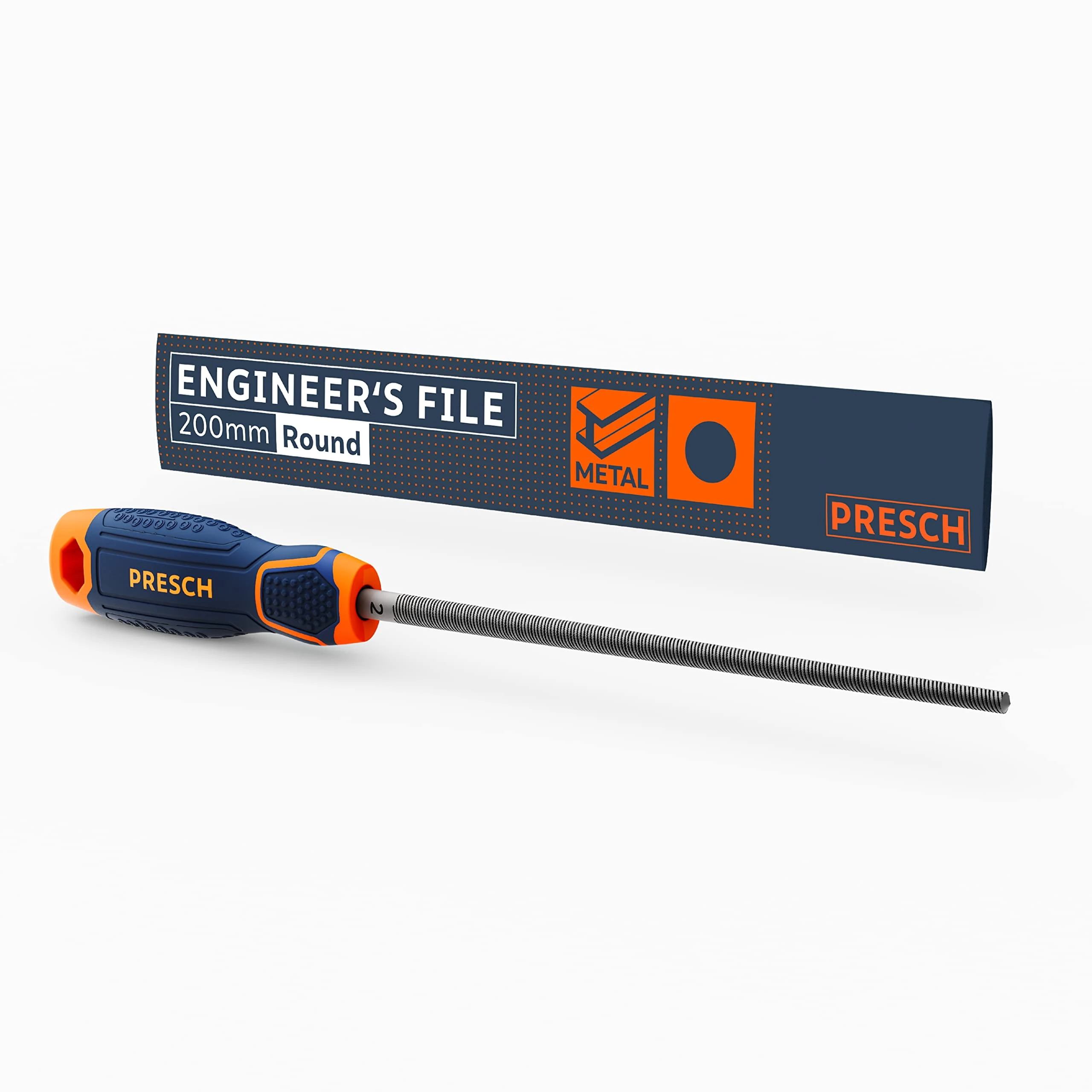 Presch File Round 200mm - Metal File for Filing Curves in Metal, Wood or Plastic - High Quality Metal File - Round File - Circular File