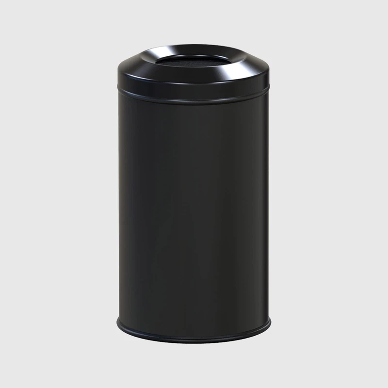 La Briantina Waste Bin 20 Liters Stainless Steel, Lid with Self-extinguishing Technology, 24 x 43 cm, Intense Black