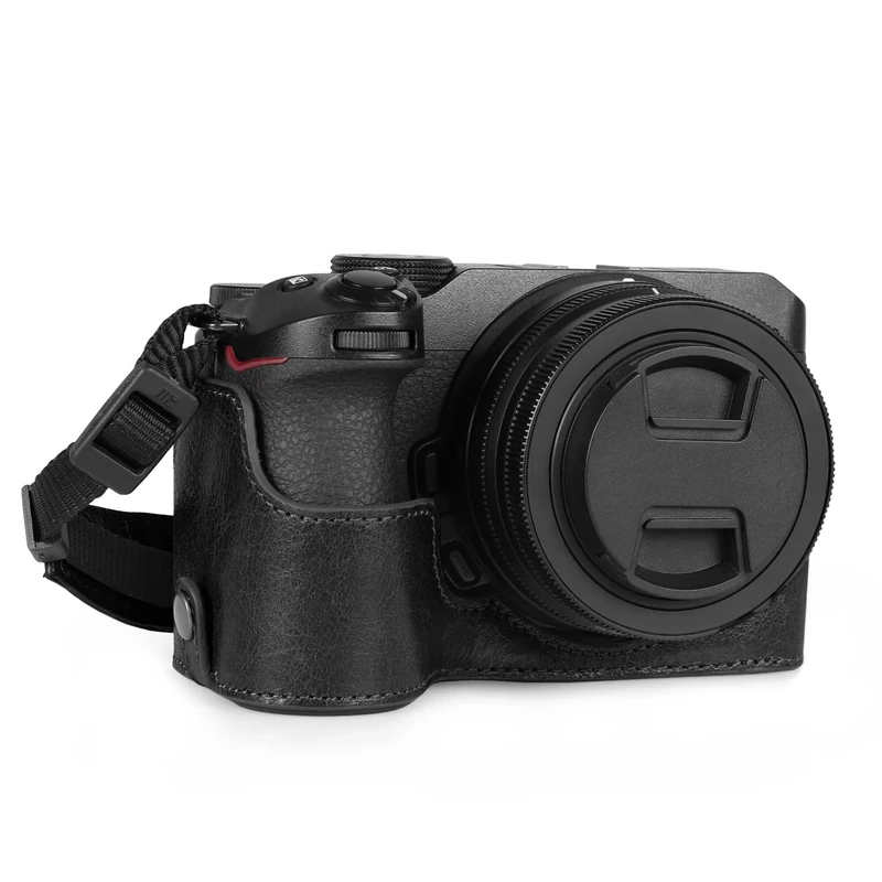 MegaGear Ever Ready Genuine Leather Half Camera Case Compatible with Nikon Z30 (Black)