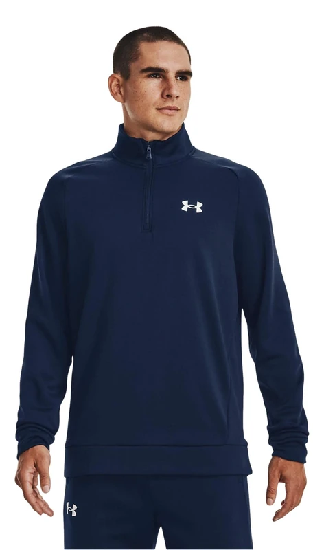 Under Armour Men's Armour Fleece 1/2 Zip T-Shirt, Academy Blue/White, Small