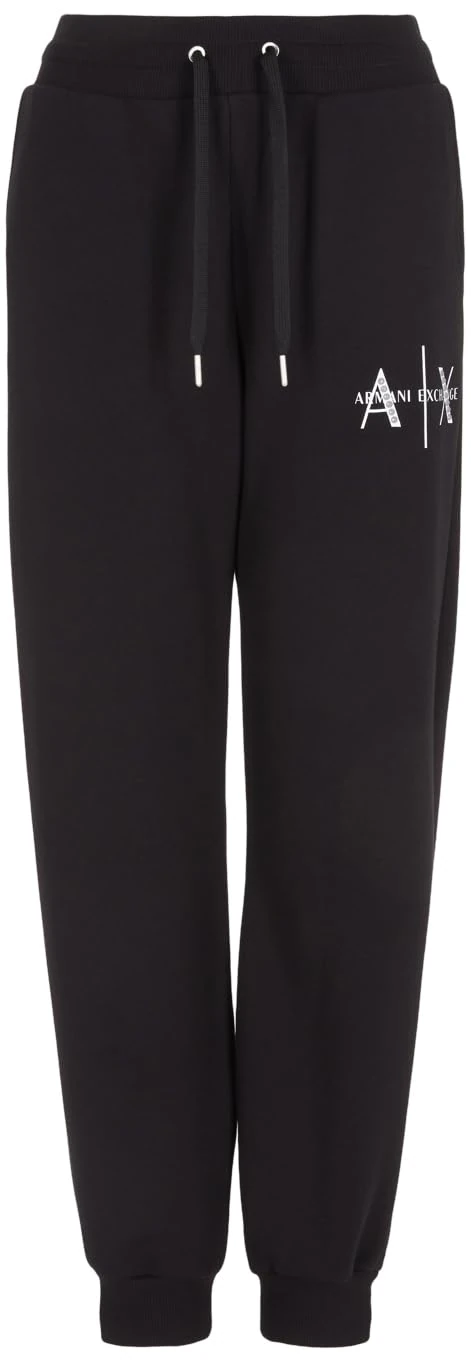 Armani Exchange Women's French Terry Logo Jogging Bottoms Sweatpants, Black, XL