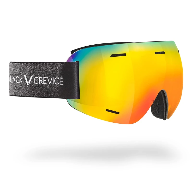 Black Crevice ÖTSCHER Ski Touring Goggles with Case, Ski Touring Goggles for Men and Women with Shatterproof Double Lens, Unisex Ski Goggles with Frameless Design, Spherical Lenses