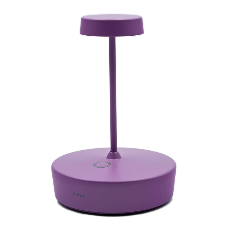 Zafferano, Swap Mini Lamp, Rechargeable Cordless Table Lamp with Touch Controls, Suitable for Interior and Outdoor, Dimmer, 2700 K, Height 14.8 cm, Lilac Colour