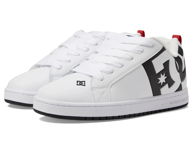 DC Men's Court Graffik Sq Low Top Casual Skate Shoe, White/Black/Black, 8.5 UK