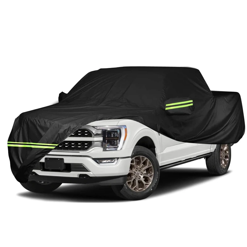 ULROLIT Waterproof Car Cover for 2004-2022 Fo-rd F150 Crew Cab 6.5 ft Bed Pickup 4 Door Truck Cover, All Weather 210T Windproof Car Covers with Door Zipper for Sun Rain Snow UV Protection