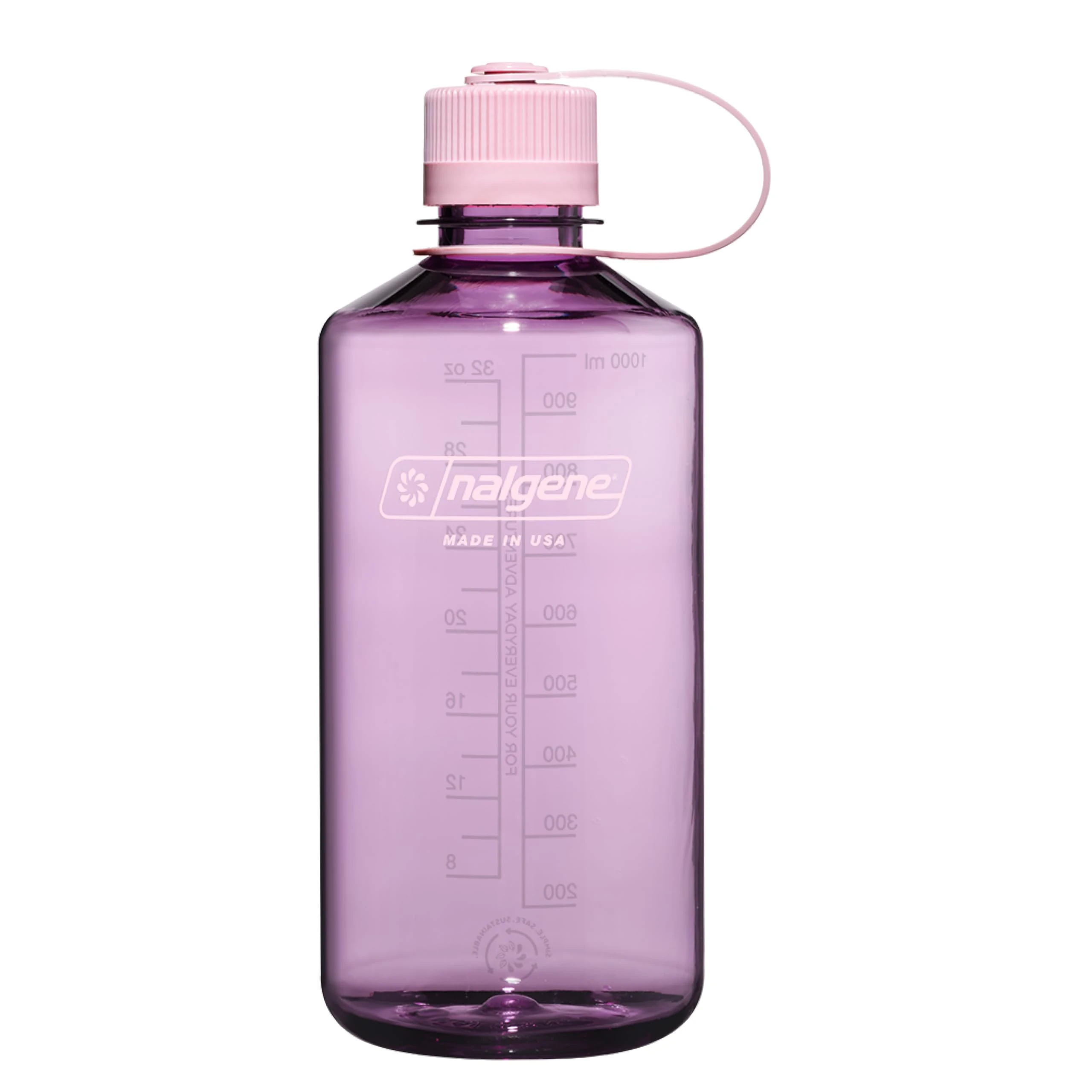 Nalgene Sustain Tritan BPA-Free Water Bottle Made with Material Derived from 50% Plastic Waste, 32 OZ, Narrow Mouth, Cherry Blossom