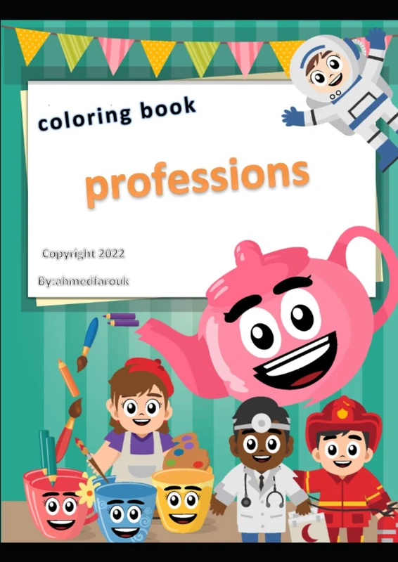 Defining and coloring professions book: Occupations: doctor, nurse, engineer, teacher, farmer, cook, policeman, firefighter, astronaut, cleaner, and artist. - Image 1