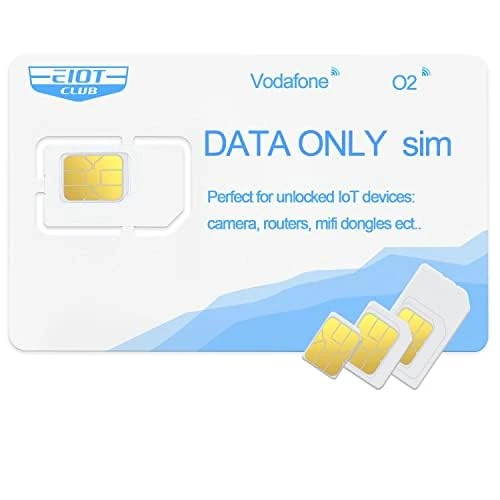 EIOTCLUB Sim Card, Data Only Sim Card for 4G Camera, 4G Wifi Router, Trail Camera, GPS Tracker, Compatible with Vodafone, 3, EE, O2 Networks, Pay As You Go, No Contract, No Credit Check (100MB 30days)