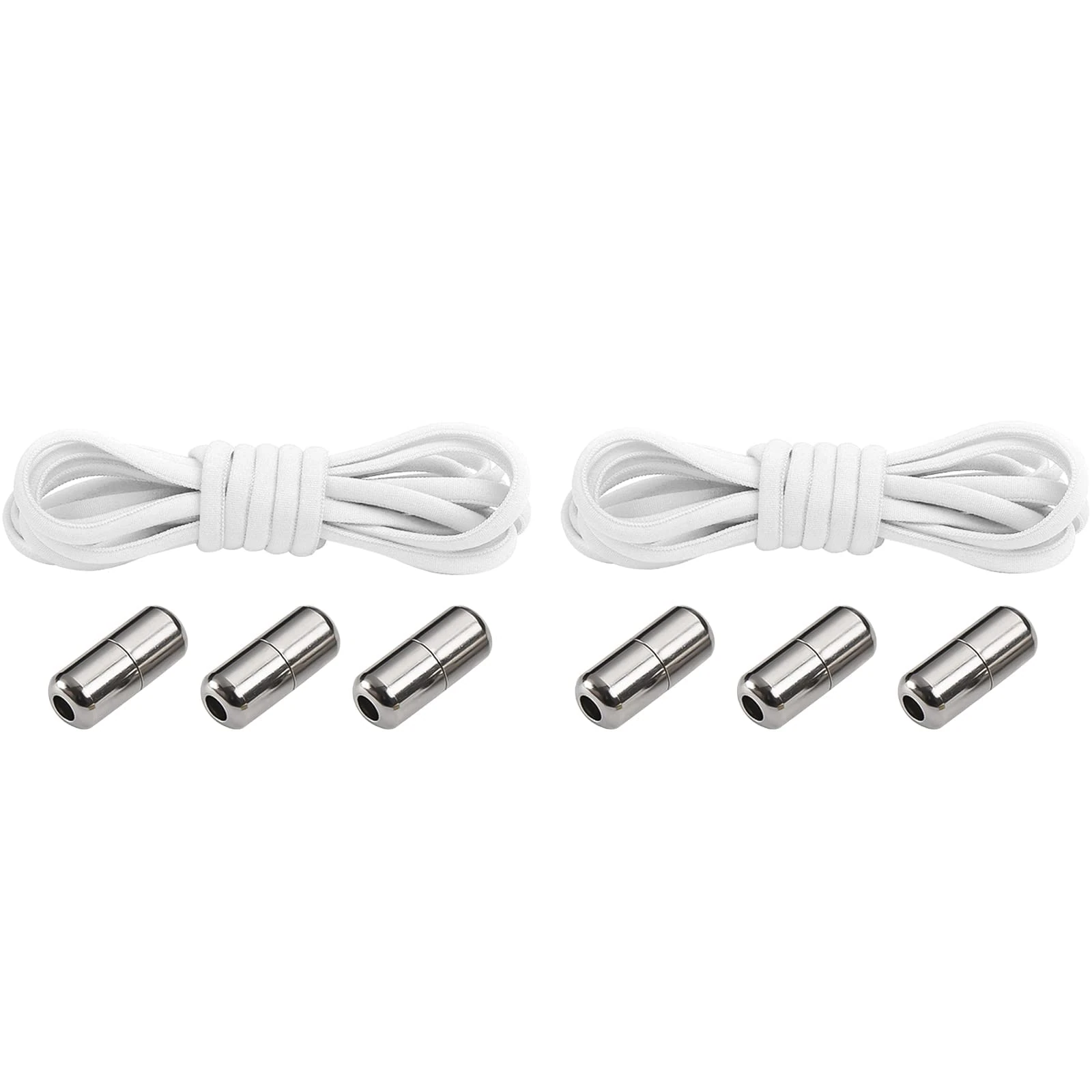 Flintronic Premium Elastic No-Tie Laces - 2 Pairs, 100 cm Polyester Replacement Laces for Trainers, Sports & Casual Shoes