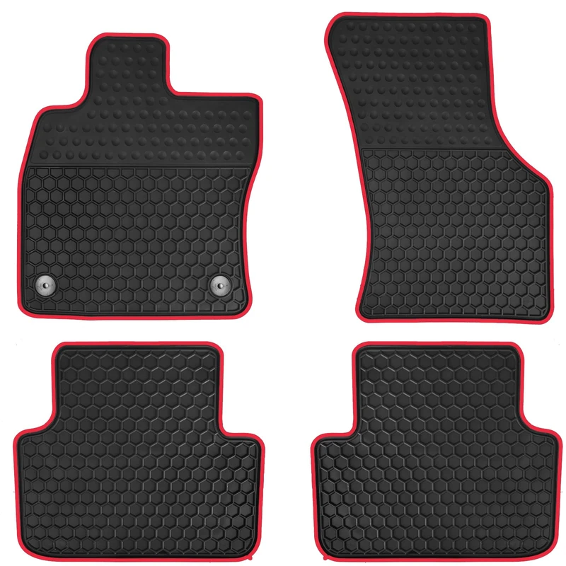 Matericuo Car Floor Mats Car Carpet Custom Fit for Volkswagen Jetta 2019-2023 Black Red Rubber Auto Liner Mats All Weather Protection Heavy Duty Odorless