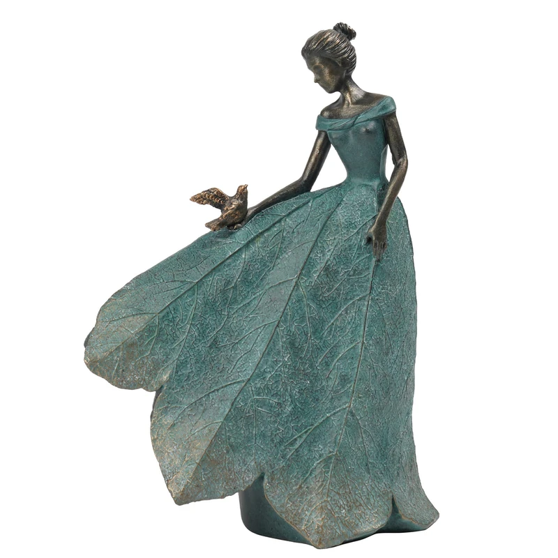 Guichifun Fairy Statue Collection Home Decoration - Leaf Angel Girls Resin Home Garden Decor for Outside or Inside Rustic Fairy Garden Outdoor Yard Fantasy Figurines Gifts 8.5 x 5.25 x 12 Inch