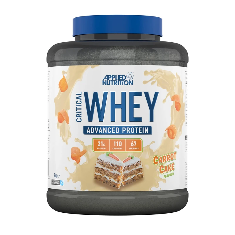 Applied Nutrition Critical Whey Protein Powder 2kg - High Protein Powder, Protein Milkshake, Muscle Building Supplement with BCAAs & Glutamine (2kg - 67 Servings) (Carrot Cake)