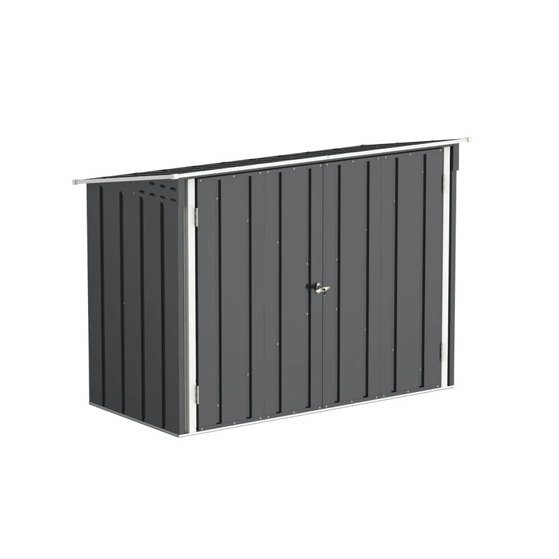 Duramax Bicycle Store for 2 Bikes with Fully Wide Double Lockable Doors, Metal Storage Shed, Garden Shed for bikes, Bicycle storage, Anthracite & Off-White Trimmings