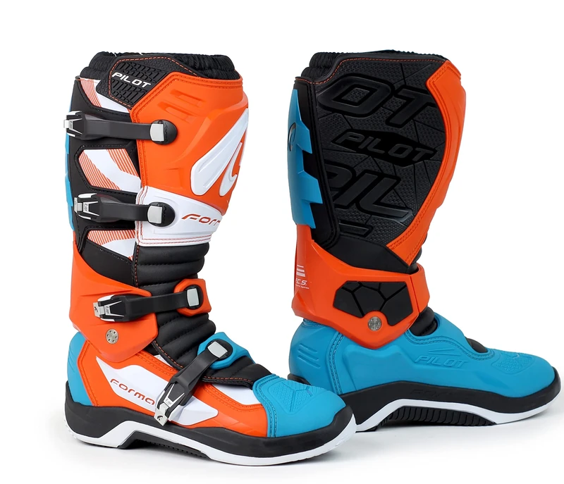 FORMA Men's Pilot Motorcycle Boots, White Orange Light Blue, 47 EU - Image 1